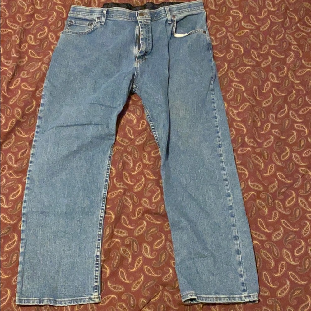 Straight blue jeans